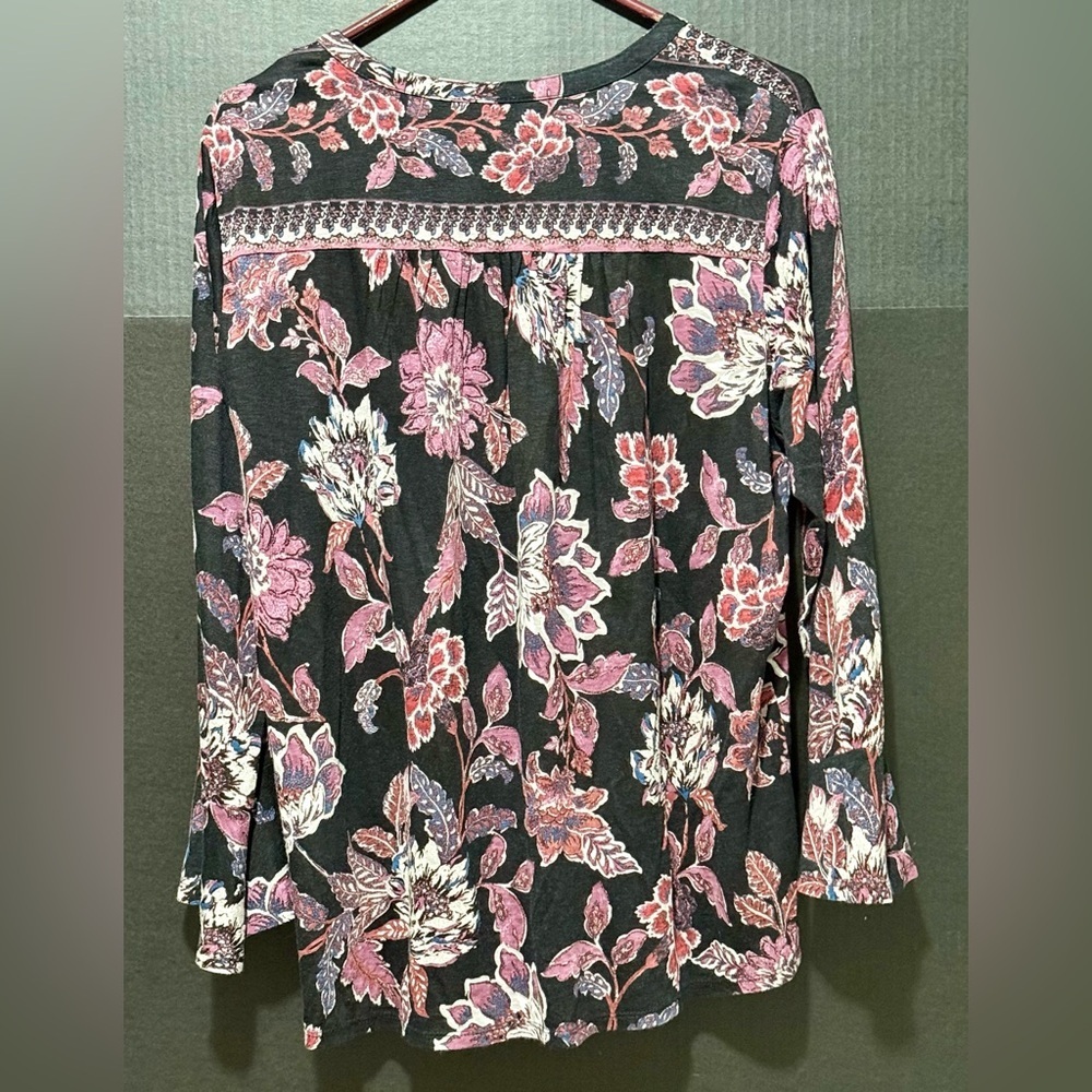 🧌Lucky Brand Coquette Floral 3/4 Bell Sleeve Tunic - Picture 8 of 11